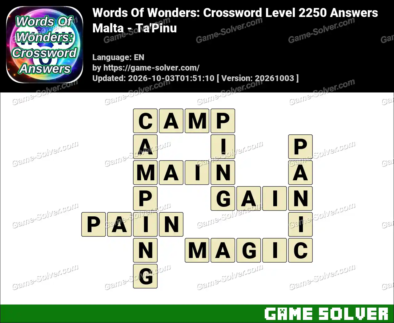 Words Of Wonders: Crossword Level 2250 Answers – Malta – Ta’Pinu